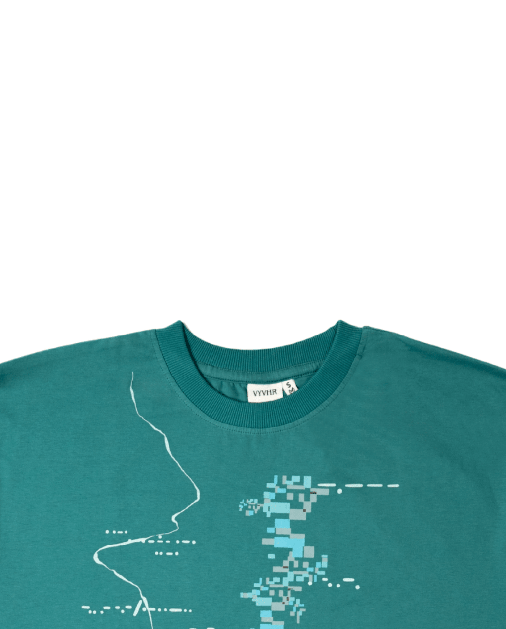 Green oversized t-shirt laid flat showing relaxed silhouette and short sleeves - VYVHR