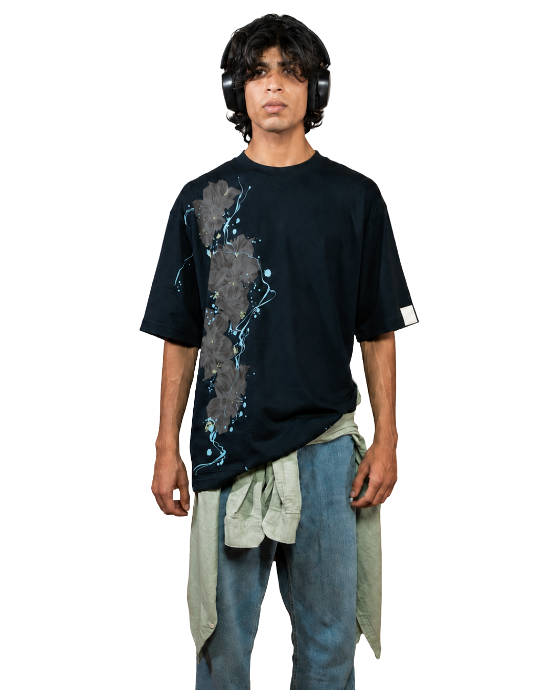 Navy Dark Stream oversized  T-shirt